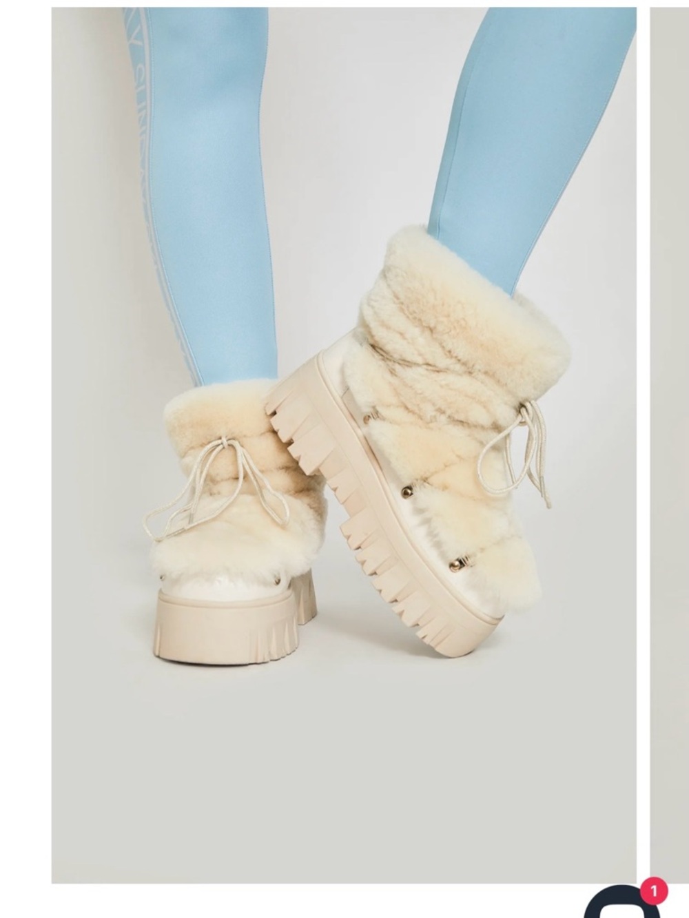 My Sunday Ski Women's Cream Faux Fur shearling Platform Boots US size 8
